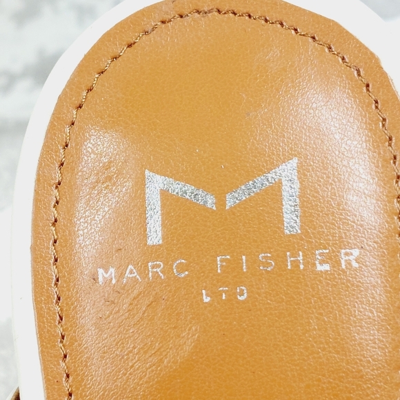 NEW Marc Fisher Katin Ivory Leather Platform Block Heel Sandals V643 - Picture 10 of 13